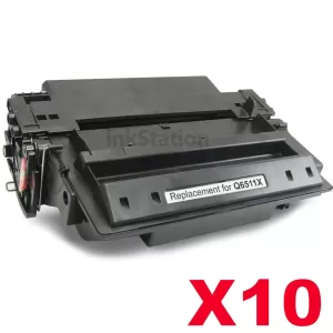 10 x HP Q6511X (11X) Compatible Black Toner Cartridge - 12,000 Pages (High Yield of HP Q6511A (11A))