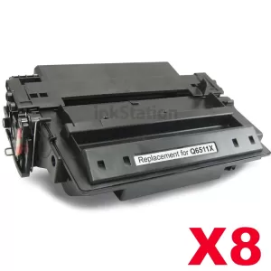 8 x HP Q6511X (11X) Compatible Black Toner Cartridge - 12,000 Pages (High Yield of HP Q6511A (11A))