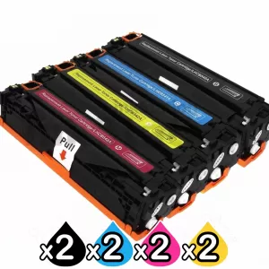 2 sets of 4 Pack HP CB540A-CB543A (125A) Compatible Toner Cartridges [2BK,2C,2M,2Y]