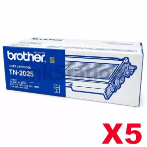 5 x Genuine Brother TN-2025 Toner Cartridge - 2,500 pages