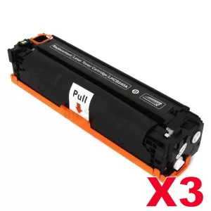 3 x HP CB540A (125A) Compatible Black Toner Cartridge - 2,200 Pages