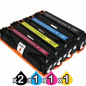 5 Pack HP CB540A-CB543A (125A) Compatible Toner Cartridges [2BK,1C,1M,1Y]