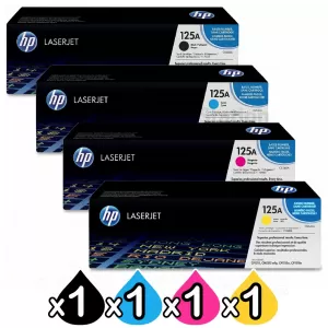 4 Pack HP CB540A-CB543A (125A) Genuine Toner Cartridges [1BK,1C,1M,1Y]