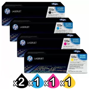 5 Pack HP CB540A-CB543A (125A) Genuine Toner Cartridges [2BK,1C,1M,1Y]