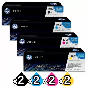 2 set of 4 Pack HP CB540A-CB543A (125A) Genuine Toner Cartridges [2BK,2C,2M,2Y]