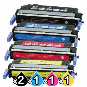 5 Pack HP CB400A-CB403A (642A) Compatible Toner Cartridges [2BK,1C,1M,1Y]