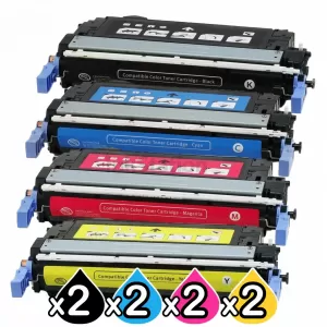 2 sets of 4 Pack HP CB400A-CB403A (642A) Compatible Toner Cartridges [2BK,2C,2M,2Y]