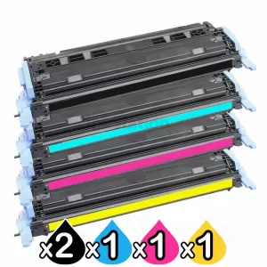 5 Pack HP Q6000A-Q6003A (124A) Compatible Toner Cartridges [2BK,1C,1M,1Y]