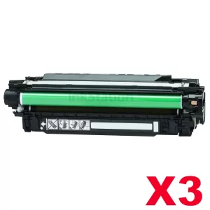 3 x HP CE250X (504X) Compatible Black Toner Cartridge - 10,500 Pages