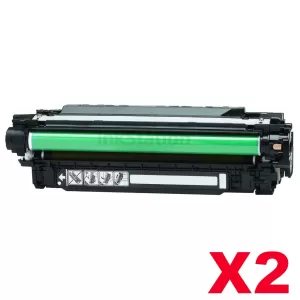 2 x HP CE250X (504X) Compatible Black Toner Cartridge - 10,500 Pages