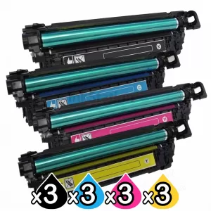 3 sets of 4 Pack HP CE250X-CE253A (504X/504A) Compatible Toner Cartridges [3BK,3C,3M,3Y]