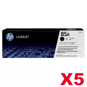 5 x HP CE285A (85A) Genuine Black Toner Cartridge - 1,600 Pages