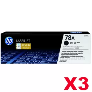 3 x HP 78A CE278A Genuine Black Toner Cartridge - 2,100 Pages