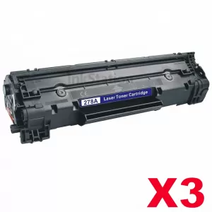3 x HP 78A CE278A Compatible Black Toner Cartridge - 2,100 Pages