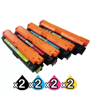 2 sets of 4 Pack HP CE740A-CE743A (307A) Compatible Toner Cartridges [2B,2C,2M,2Y]