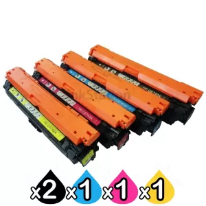5 Pack HP CE740A-CE743A (307A) Compatible Toner Cartridges [2BK,1C,1M,1Y]