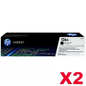 2 x HP CE310A (126A) Genuine Black Toner Cartridge  - 1,200 Pages