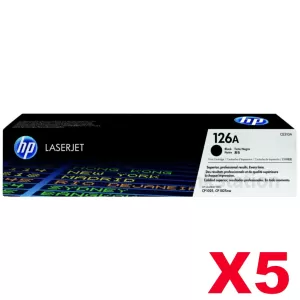 5 x HP CE310A (126A) Genuine Black Toner Cartridge  - 1,200 Pages