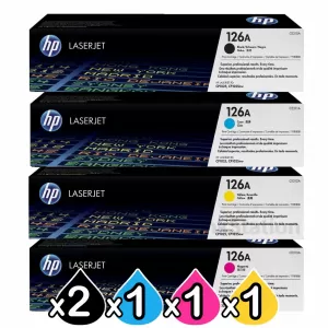 5 Pack HP CE310A-CE313A (126A) Genuine Toner Cartridges [2BK,1C,1M,1Y]