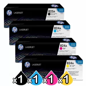 4 Pack HP CB390A, CB381A-CB383A (824A-825A) Genuine Toner Cartridges [1BK,1C,1M,1Y]