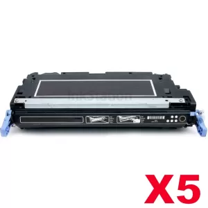 5 x HP Q6470A (501A) Compatible Black Toner Cartridge - 6,000 Pages