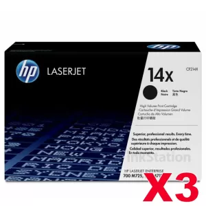 3 x HP CF214X (14X) Genuine Black Toner Cartridge - 17,500 Pages