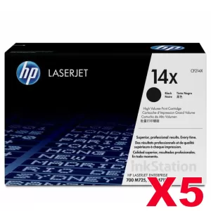 5 x HP CF214X (14X) Genuine Black Toner Cartridge - 17,500 Pages