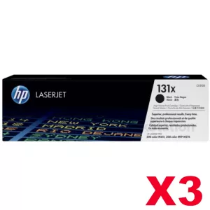 3 x HP CF210X (131X) Genuine Black High Yield Toner Cartridge - 2,400 Pages