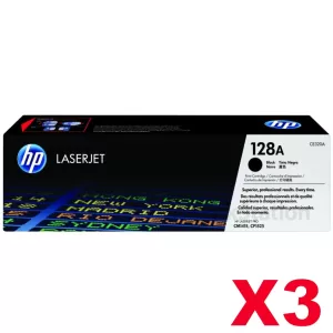 3 x HP CE320A (128A) Genuine Black Toner Cartridge - 2,000 Pages
