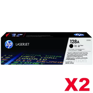 2 x HP CE320A (128A) Genuine Black Toner Cartridge - 2,000 Pages