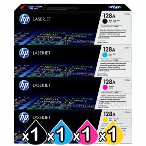 4 Pack HP CE320A-CE323A (128A) Genuine Toner Cartridges [1BK,1C,1M,1Y]