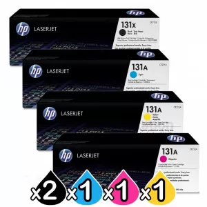 5 Pack HP CF210X-CF213A (131X / 131A) Genuine Toner Cartridges [2BK,1C,1M,1Y]