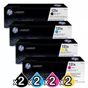 2 Sets of 4 Pack HP CF210X-CF213A (131X / 131A) Genuine Toner Cartridges [2BK,2C,2M,2Y]