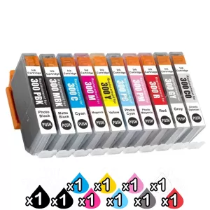 10 Pack Compatible Canon PFI-300 Ink Cartridges Combo [1PBK,1MBK,1C,1M,1Y,1GY,1PC,1PM,1R,1CO]