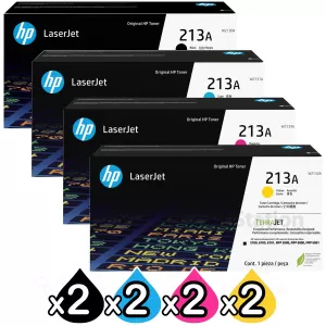 2 Sets of 4 Pack HP W2130A-W2133A (213A) Genuine Toner Cartridges Combo [2BK,2C,2M,2Y]