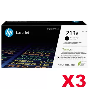 3 x HP 213A W2130A Genuine Black Toner Cartridge - 3,500 pages