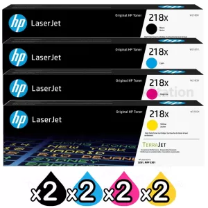 2 Sets of 4 Pack HP W2180X-W2183X (218X) Genuine High Yield Toner Cartridges Combo [2BK,2C,2M,2Y]