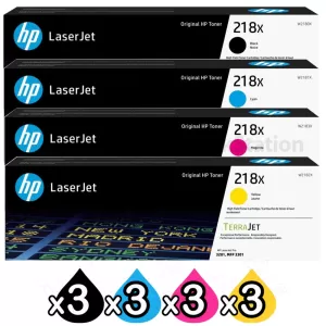 3 Sets of 4 Pack HP W2180X-W2183X (218X) Genuine High Yield Toner Cartridges Combo [3BK,3C,3M,3Y]
