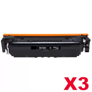 3 x HP 210X W2100X Compatible Black High Yield Toner Cartridge - 7,500 pages