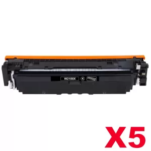 5 x HP 210X W2100X Compatible Black High Yield Toner Cartridge - 7,500 pages