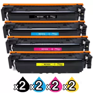 2 Sets of 4 Pack HP 210X W2100X-W2103X Compatible High Yield Toner Cartridges Combo [2BK,2C,2M,2Y]