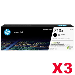 3 x HP 210X W2100X Genuine Black High Yield Toner Cartridge - 7,500 pages