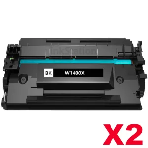 2 x HP 148X W1480X Compatible Black High Yield Toner Cartridge - 9,500 Pages
