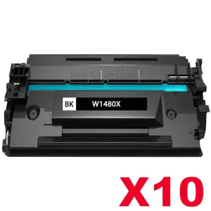 10 x HP 148X W1480X Compatible Black High Yield Toner Cartridge - 9,500 Pages
