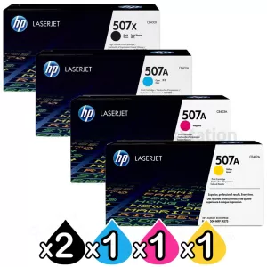 5 Pack HP CE400X-CE403A (507X/507A) Genuine Toner Cartridges [2BK,1C,1M,1Y]