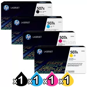 4 Pack HP CE400X-CE403A (507X/507A) Genuine Toner Cartridges [1BK,1C,1M,1Y]