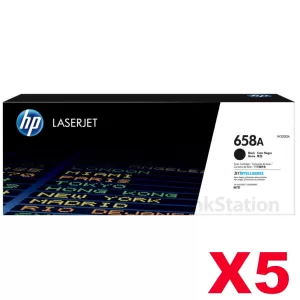 5 x HP 658A W2000A Genuine Black Toner Cartridge - 7,000 pages
