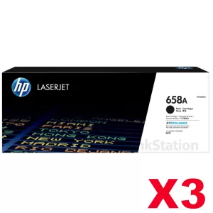 3 x HP 658A W2000A Genuine Black Toner Cartridge - 7,000 pages