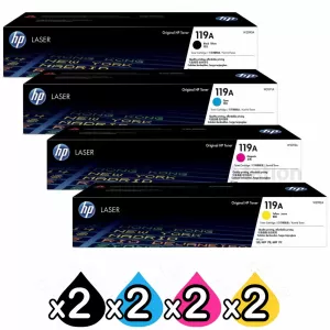 2 Sets of 4 Pack HP 119A W2090A-W2093A Genuine Toner Cartridges Combo [2BK,2C,2M,2Y]