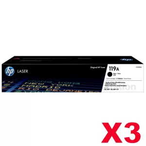 3 x HP 119A W2090A Genuine Black Toner Cartridge - 1,000 pages